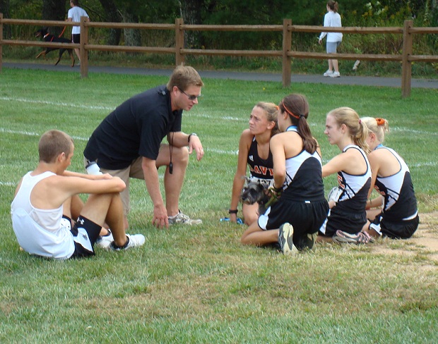 Coach Beiter with runners